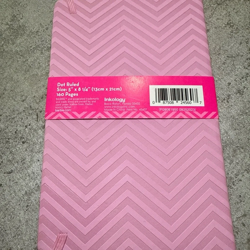 Barbie Pink Chevron Vegan Leather Notebook - Picture 2 of 5